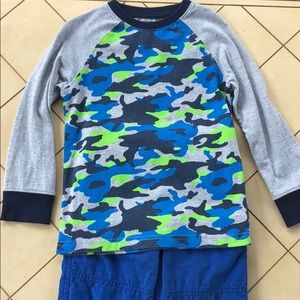 Gymboree Blue Green Gray Camo Shirt Size 4T